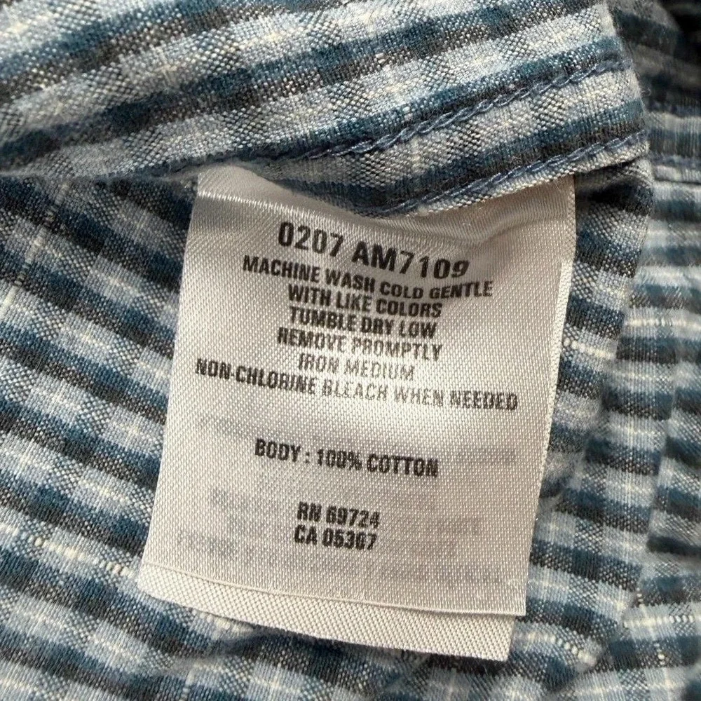 Columbia Men's XL Blue Gingham Long Sleeve Button Down Cotton Shirt AM7109